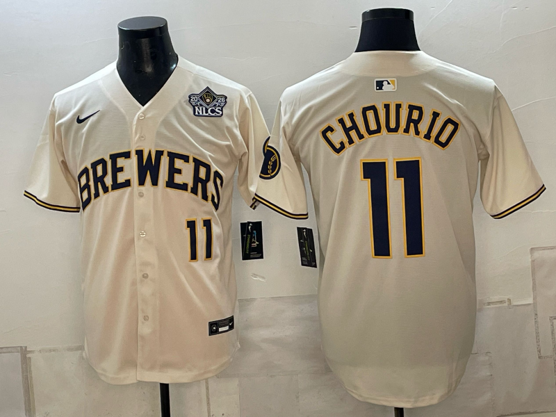 Men 2026 Milwaukee Brewers #11 Chourio cream Game Nike MLB Jersey 101201